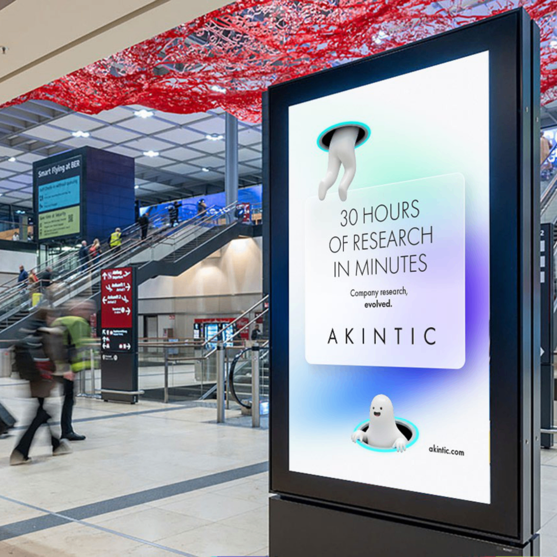 Akintic creative advert seen in international airport.